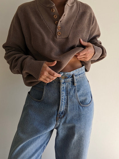 Favorite Vintage Taupe Cotton Henley