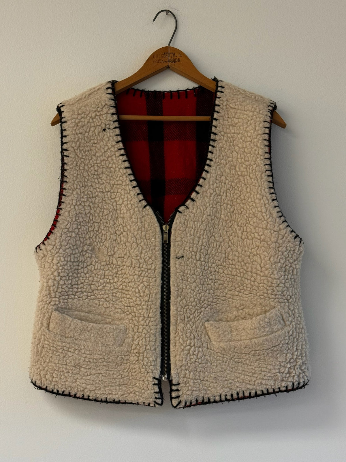 Vintage Reversible Checkered Wool Vest