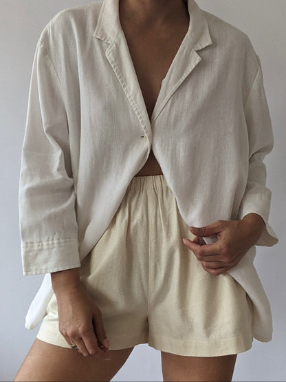 Vintage Ivory Linen Overshirt
