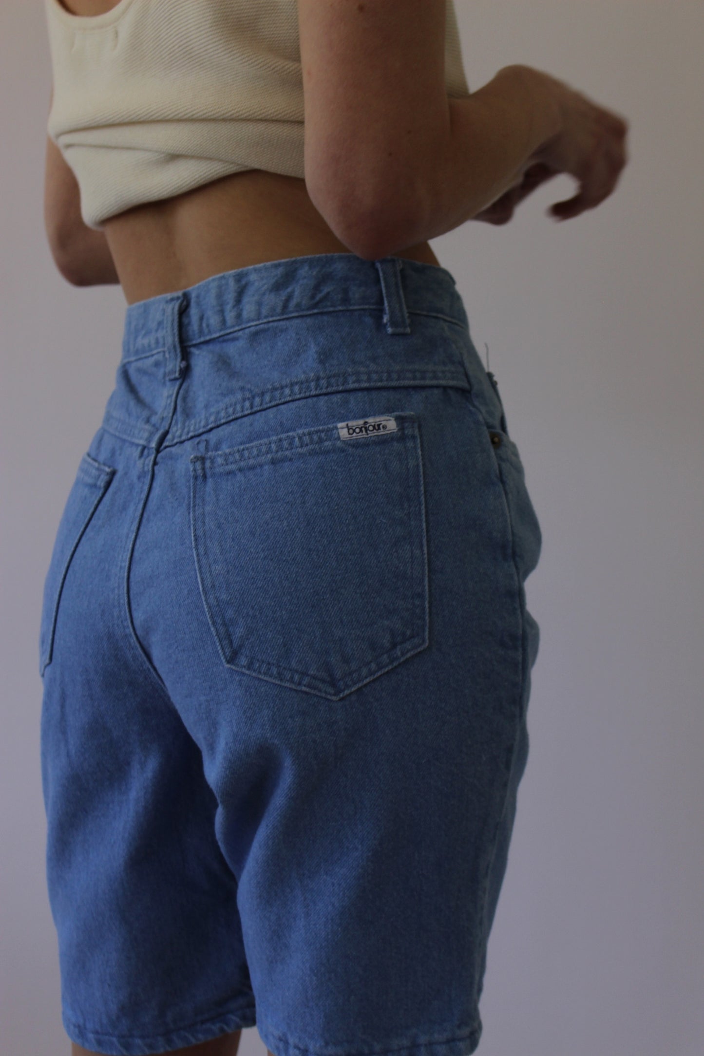 Vintage Button-Fly Blue Denim Shorts