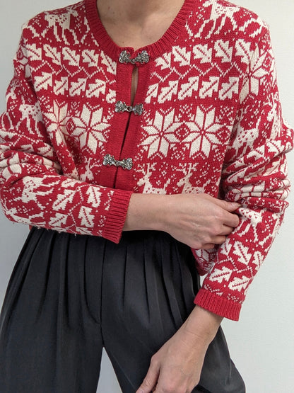 Vintage Holiday Silk & Angora Knit Cardigan