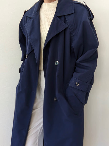 Vintage Navy Cotton Trench Coat
