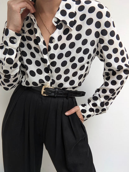 Polka Dot Sheer Silk Blouse