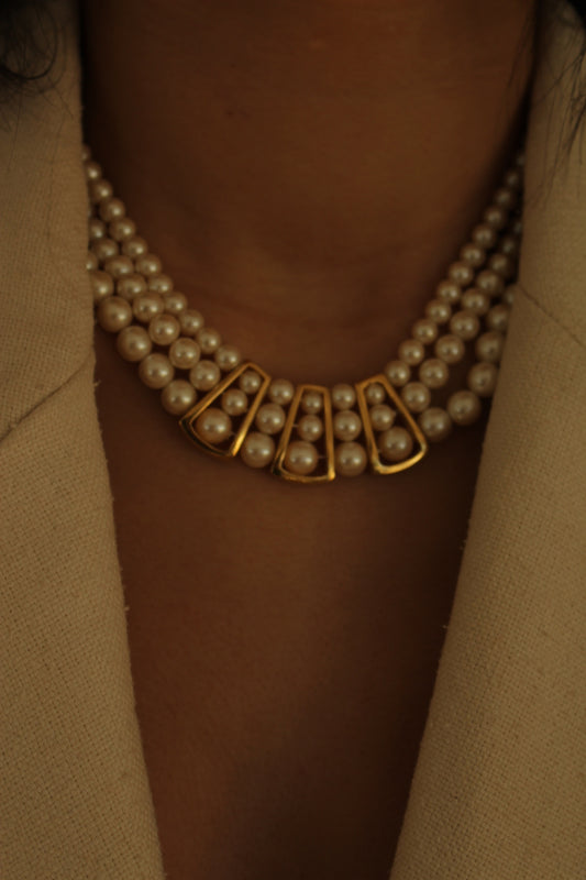 Vintage Tiered Faux Pearl Strand Necklace
