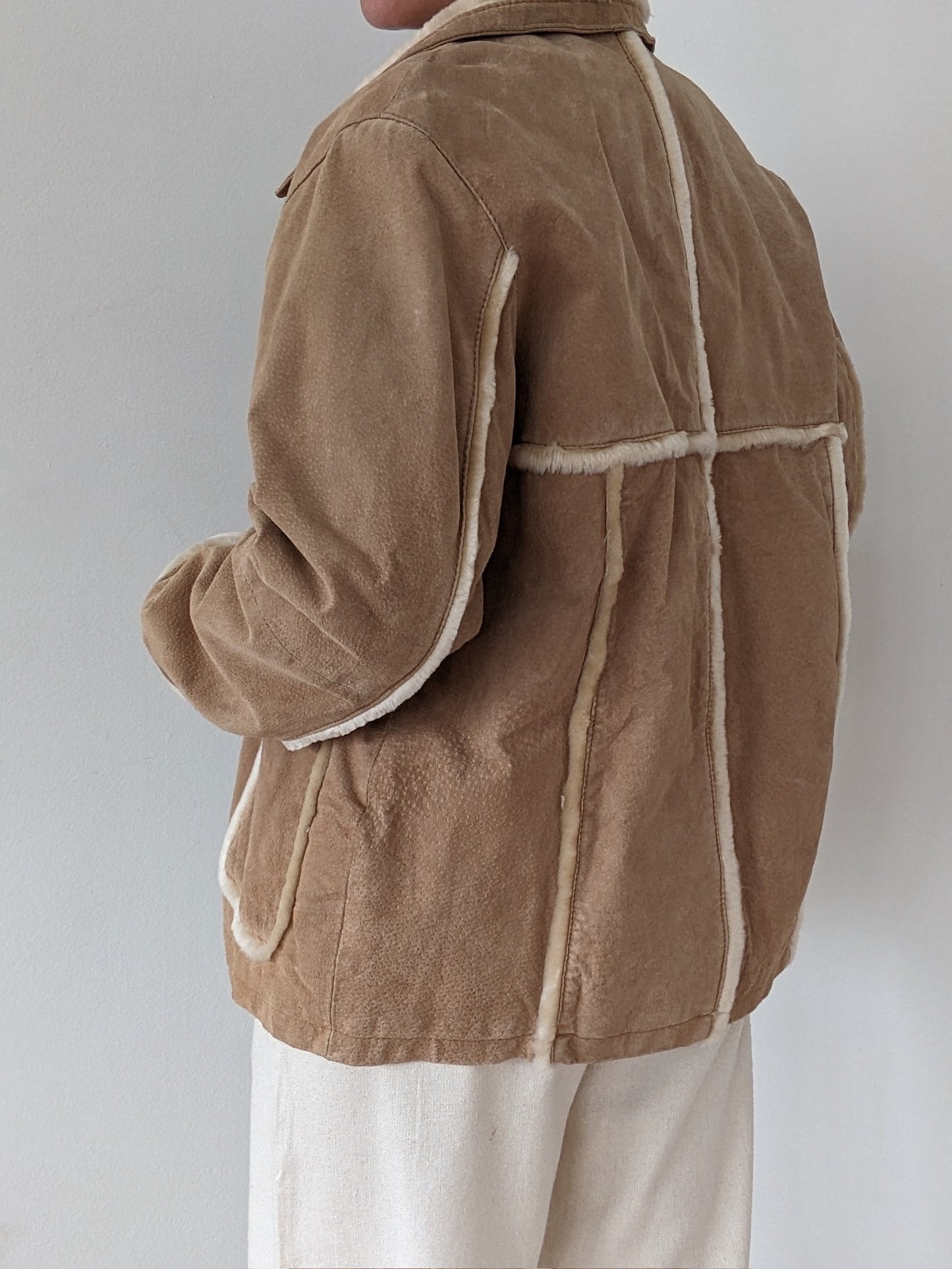 Vintage Biscotti Suede & Faux Fur Coat