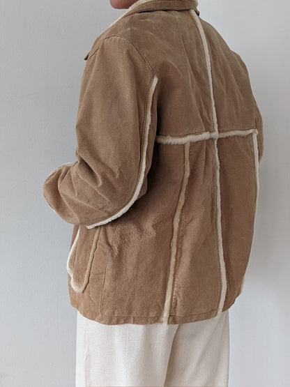 Vintage Biscotti Suede & Faux Fur Coat