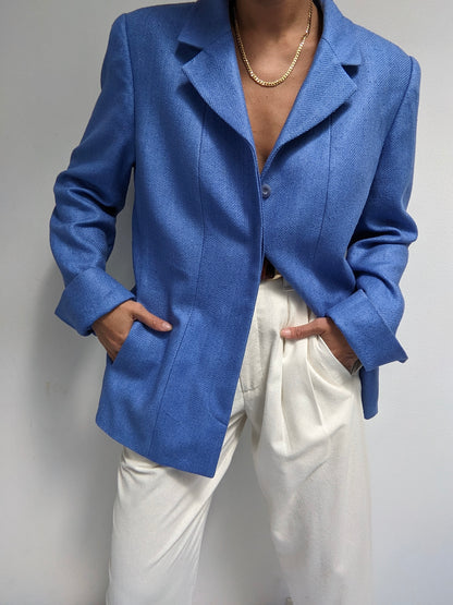 Vintage Cerulean Woven Sik Blazer