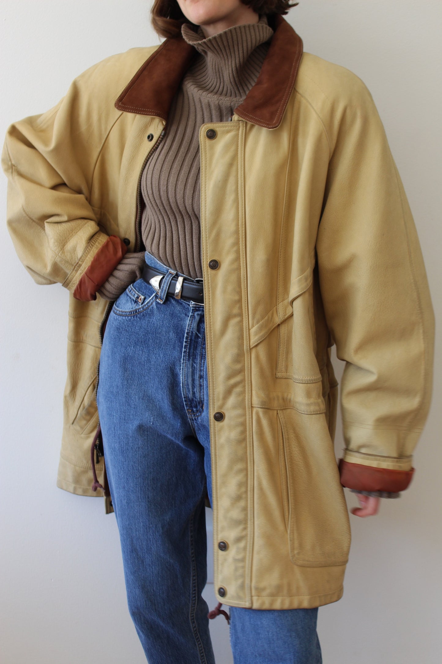Incredible Vintage Two-Toned Leather Chore Coat