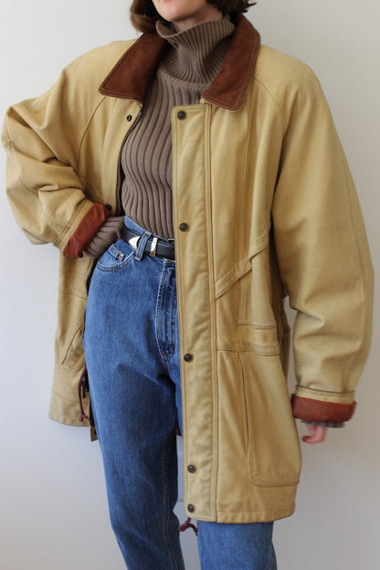 Incredible Vintage Two-Toned Leather Chore Coat