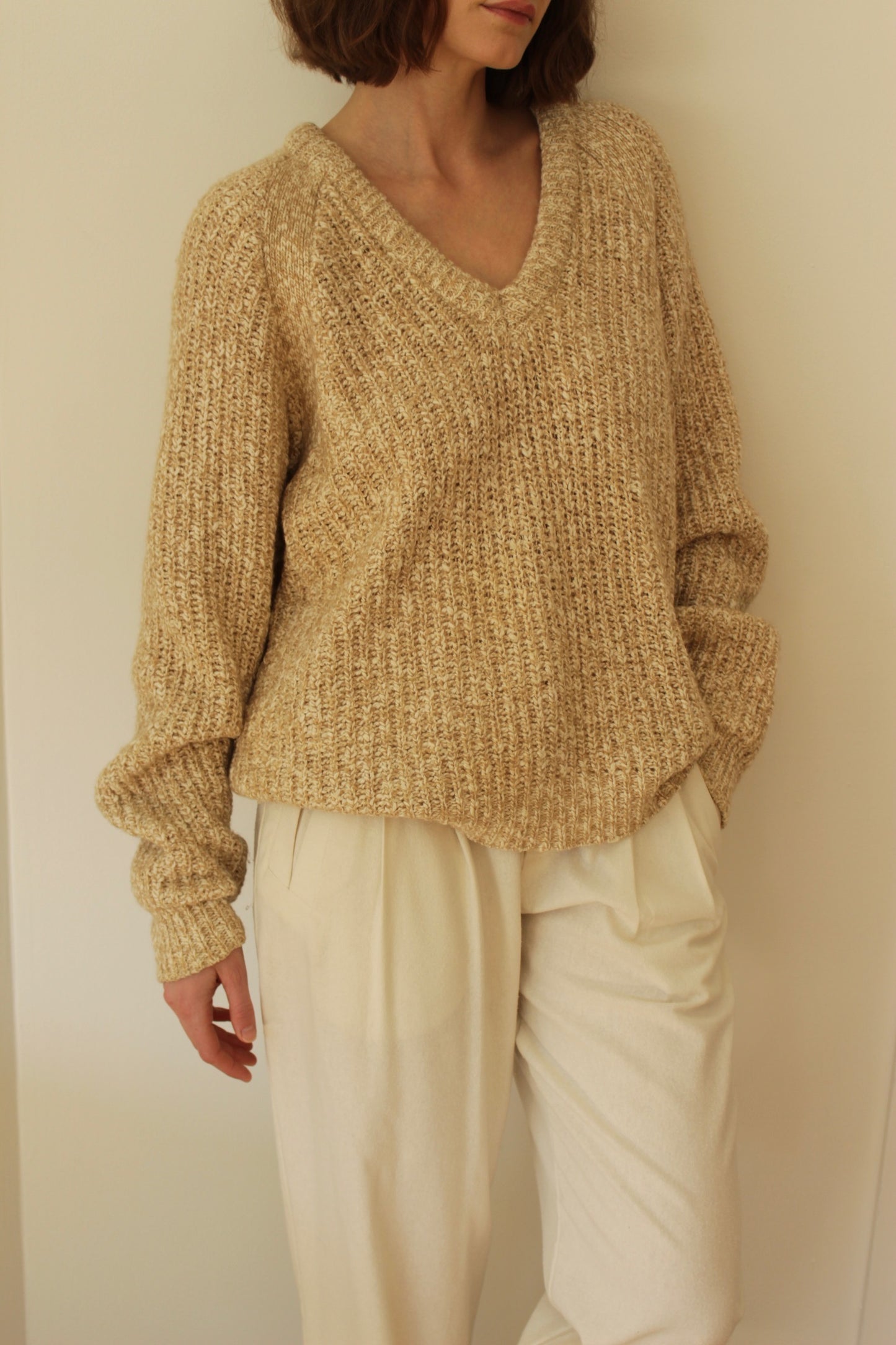 Vintage Sand Knitted Wool Sweater