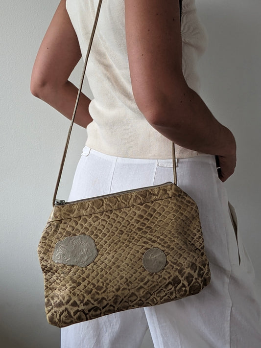 Vintage Carlos Falchi Embossed Leather Purse
