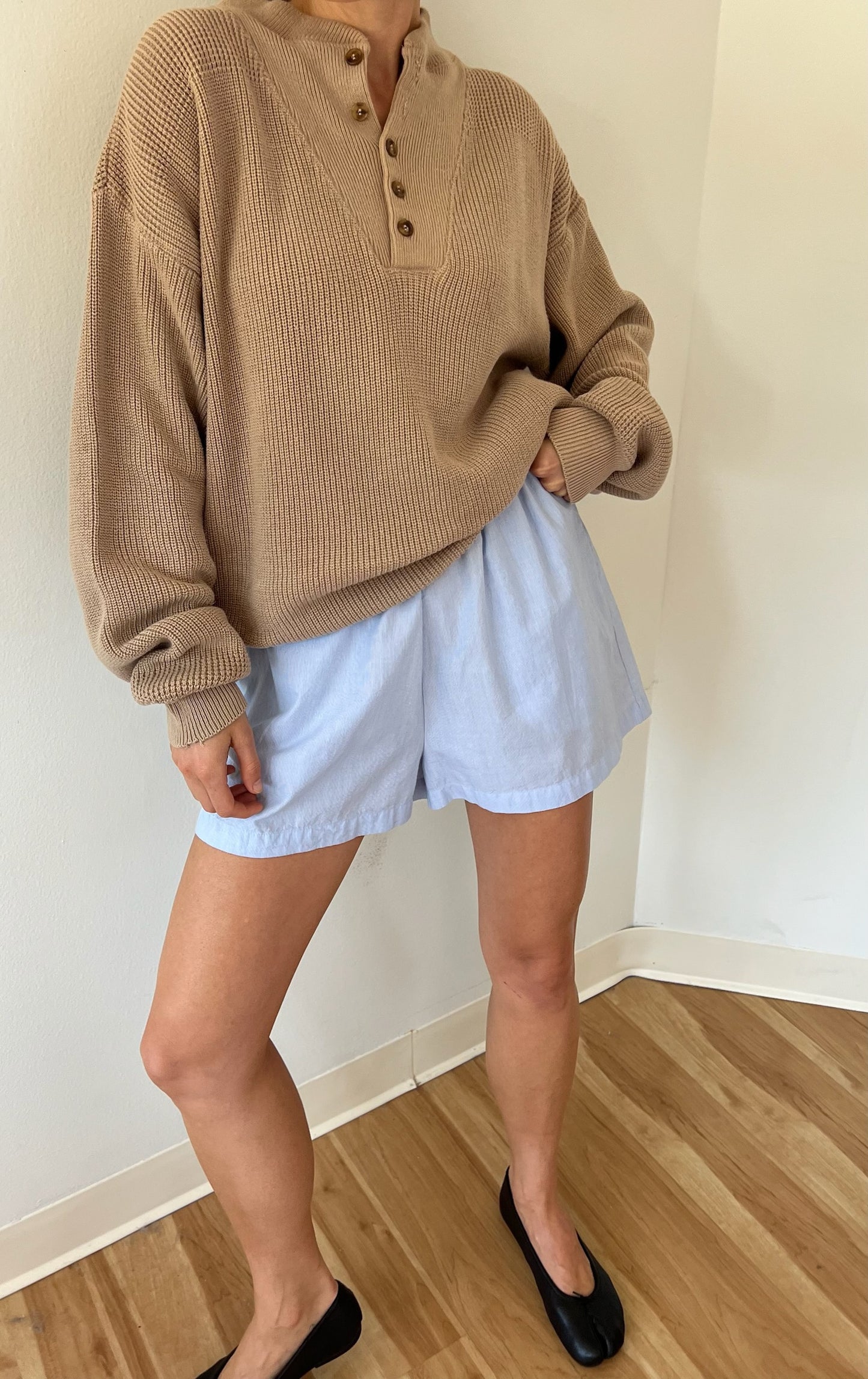 Favorite Vintage Latte Cotton Henley