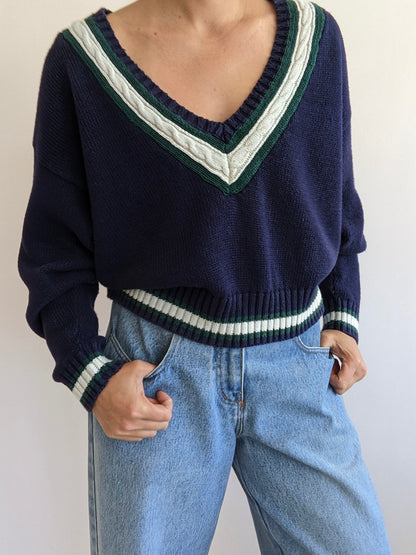 Favorite Vintage Collegiate V-Neck Sweater
