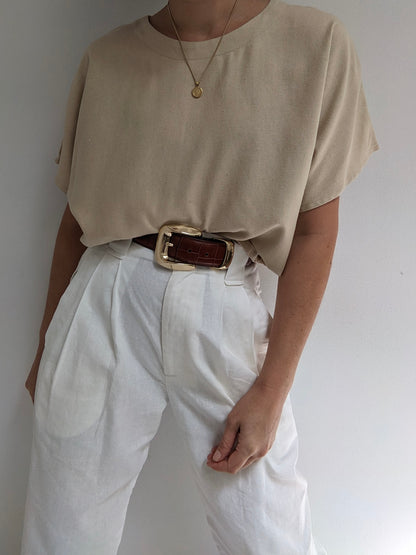 Vintage Sand Raw Silk Dolman Tee