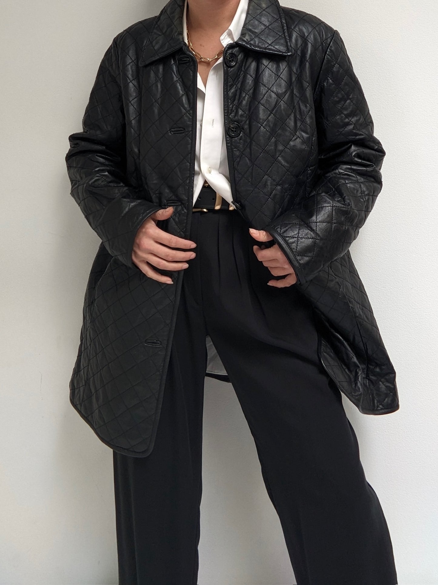 Vintage Ink Quilted Lamb Leather Jacket