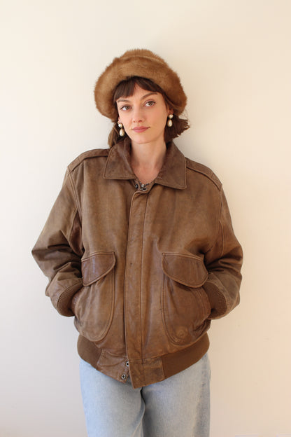 Vintage Faded Cappuccino Leather Bomber