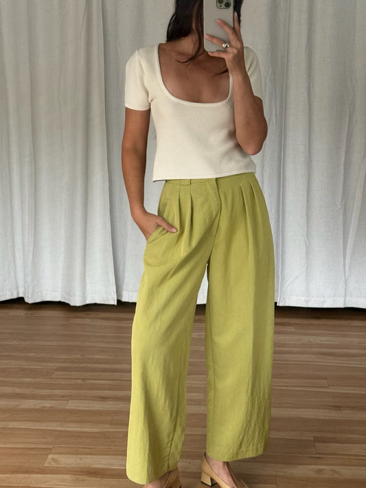 Amazing Vintage Esprit Lemongrass Wide Leg Pants