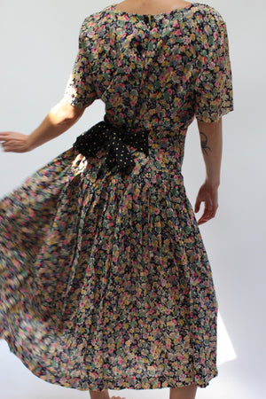 Vintage Floral & Polka Dot Swing Dress
