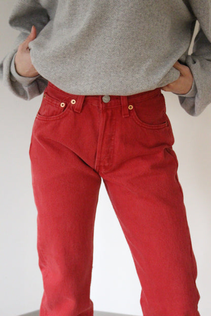 Vintage Levi's 501 Faded Red Denim