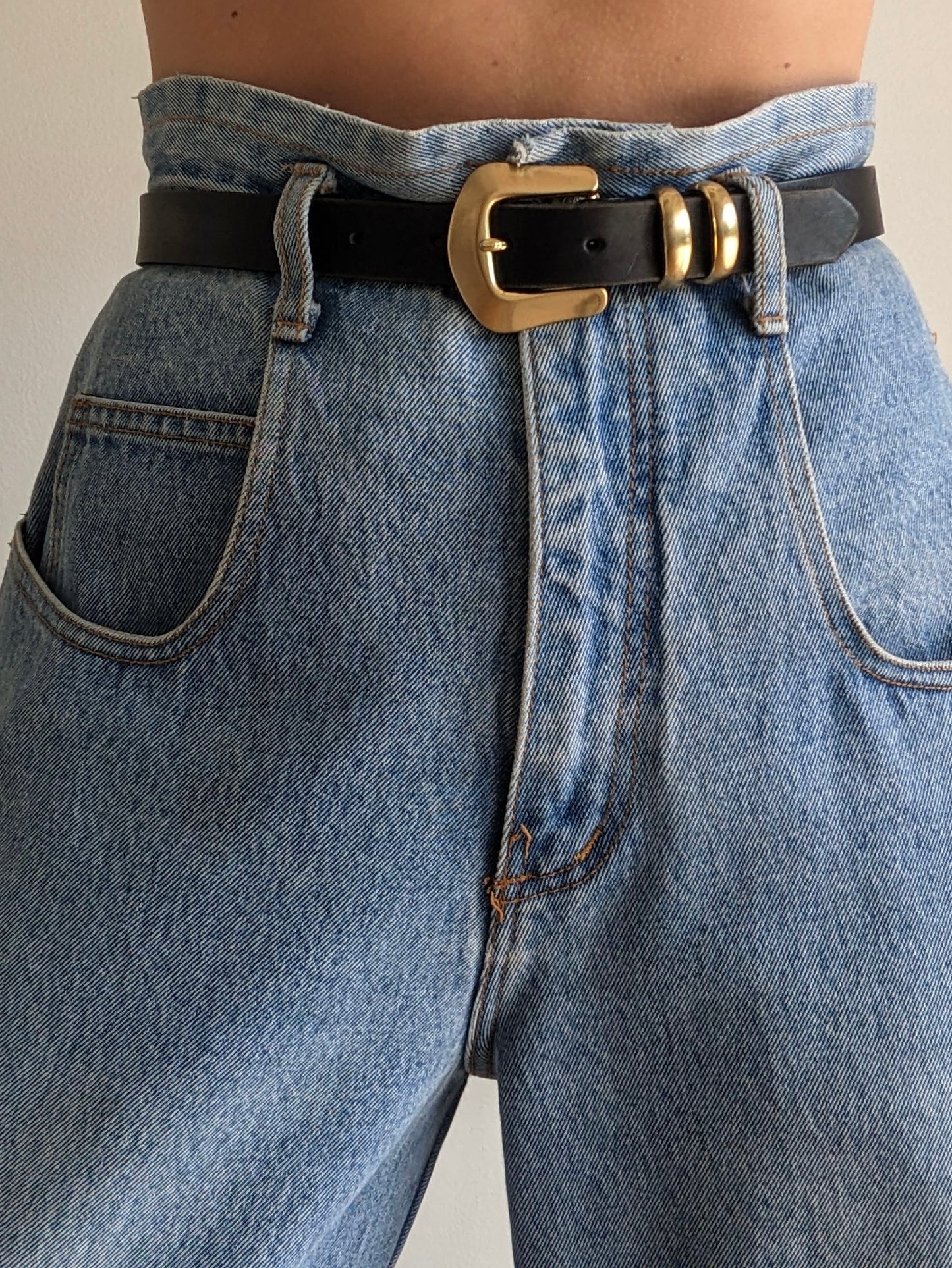 Vintage Smooth Ink Black Leather Belt
