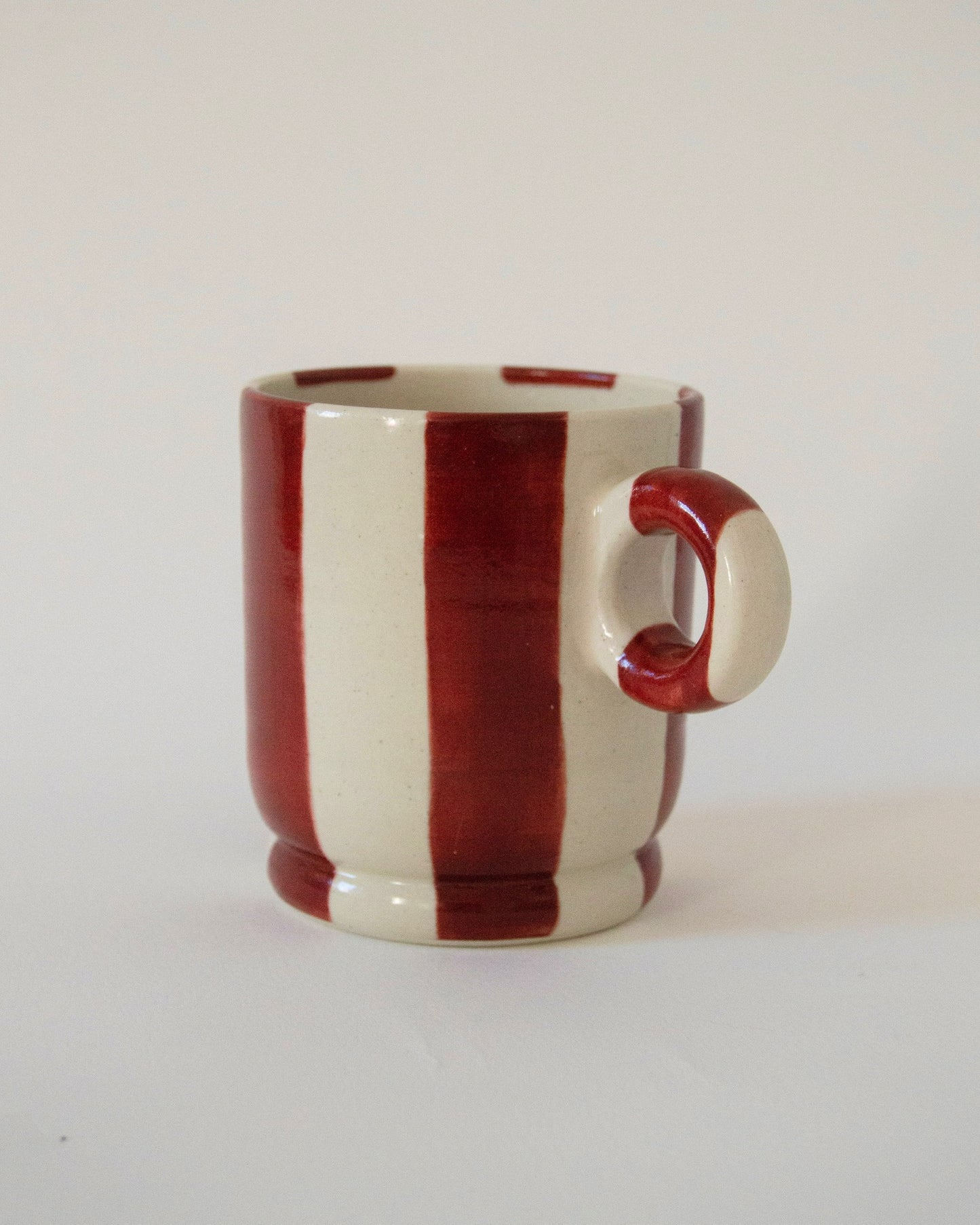 Burgundy Striped Handwarmer Mug