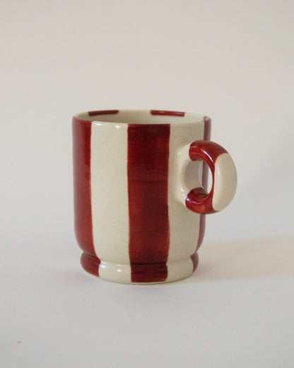 Burgundy Striped Handwarmer Mug