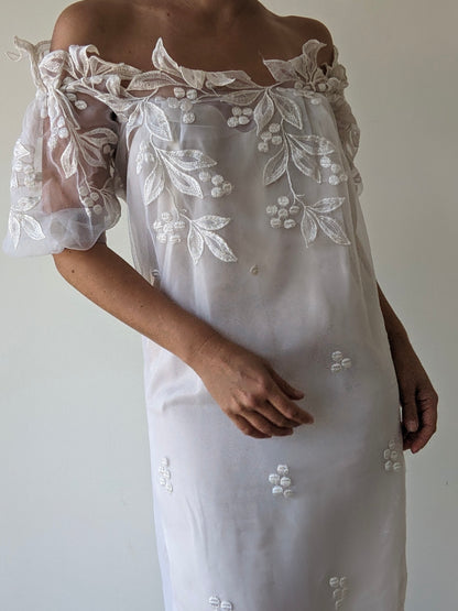 Incredible Vintage Embroidered Organza Dress