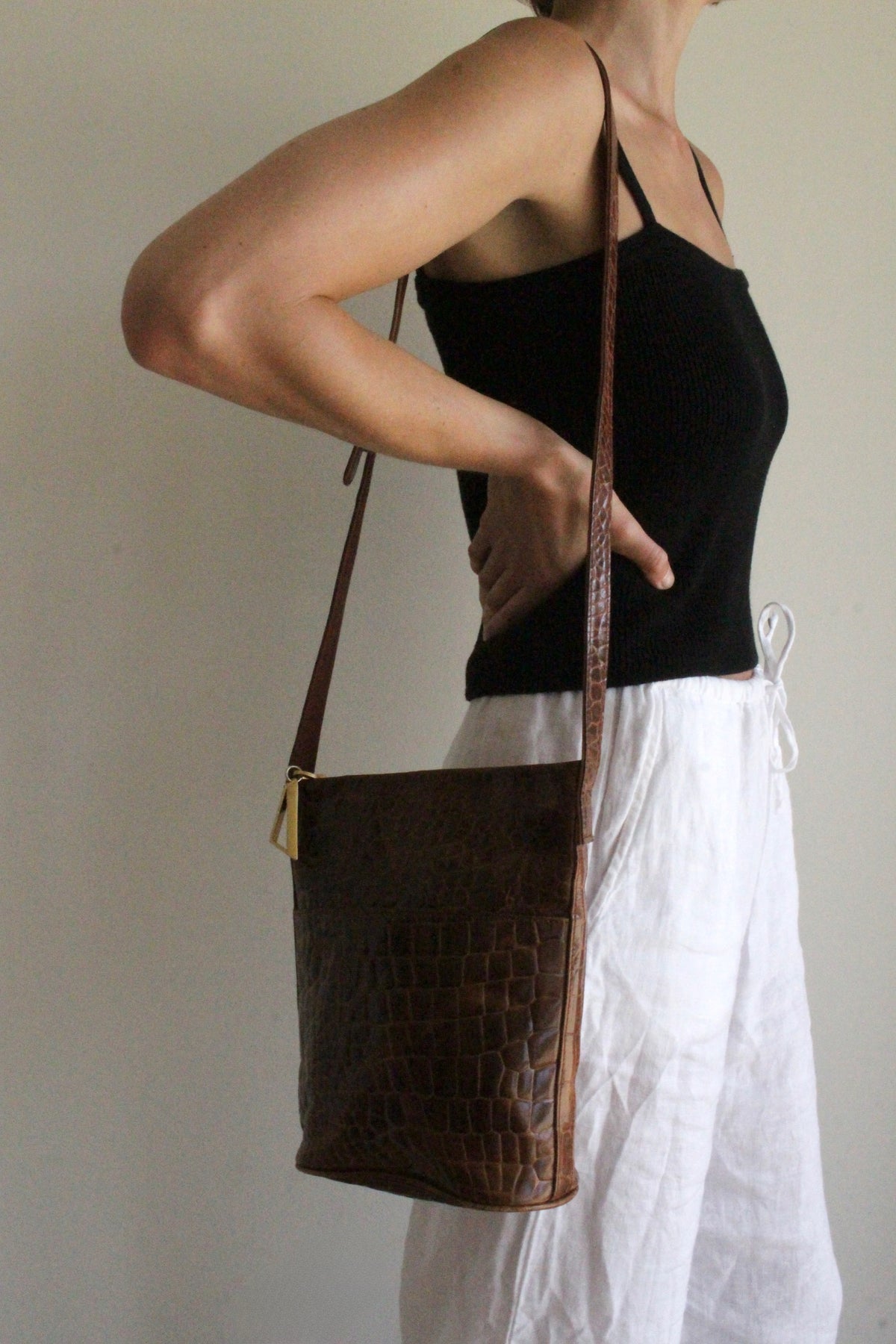 Incredible Vintage Croc-Embossed Leather Purse