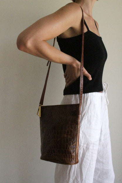 Incredible Vintage Croc-Embossed Leather Purse