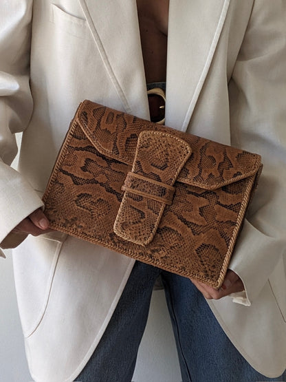 Vintage Snakeskin Leather Clutch Bag