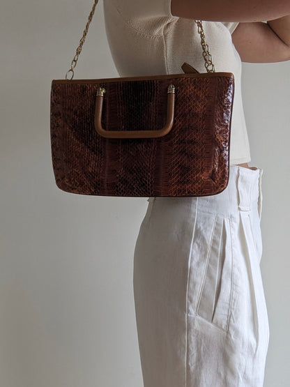 Amazing Vintage Snakeskin Chain Purse
