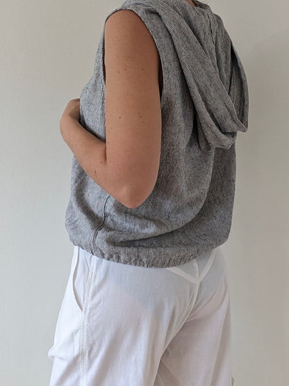 Vintage Sleeveless Striped Linen Top