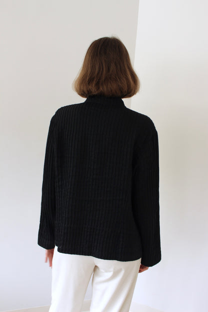 Vintage Onyx Pleated Linen Jacket