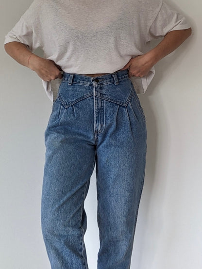 Vintage High-Rise Pleated Denim