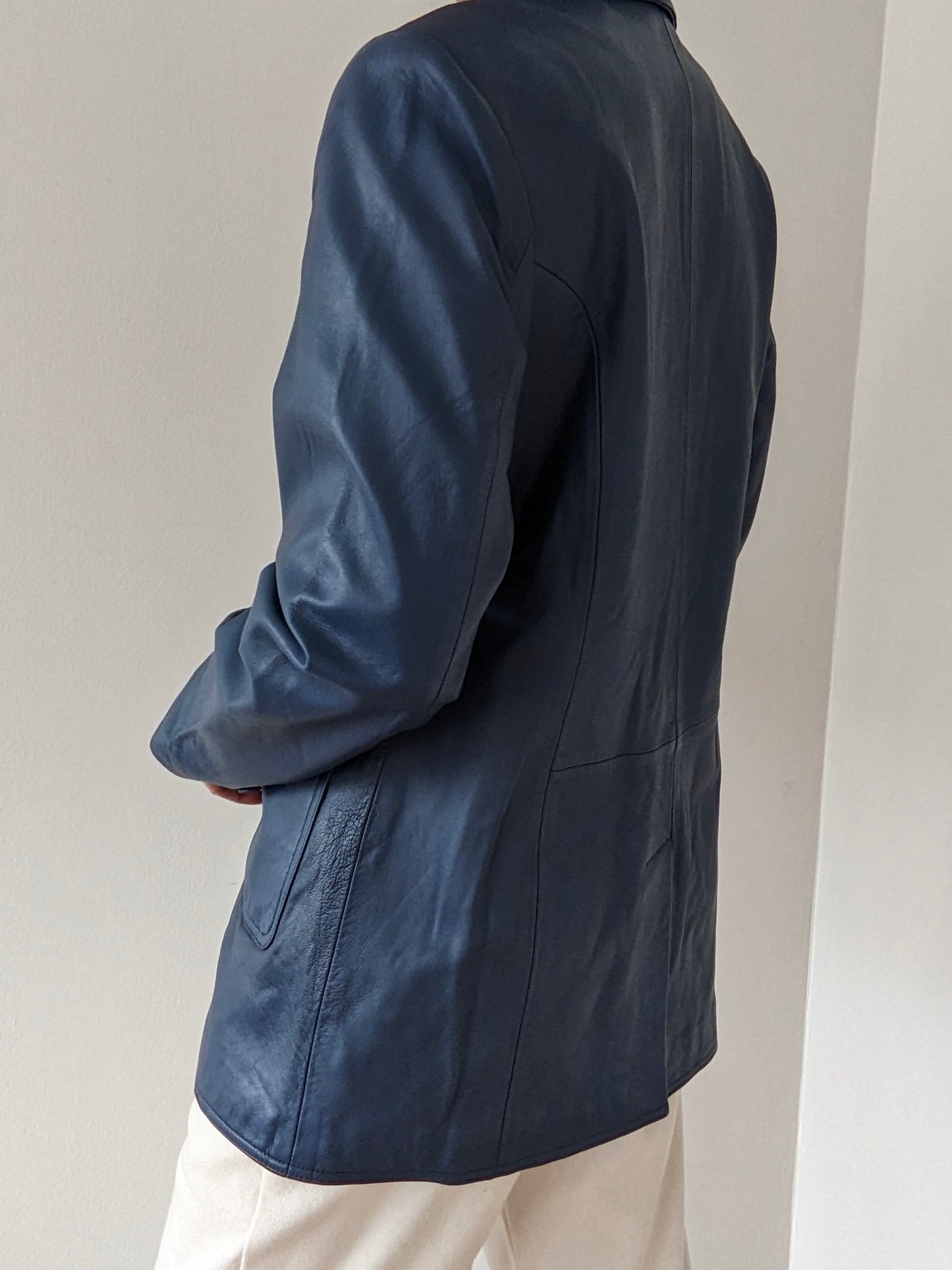 Rare Cerulean Smooth Leather Jacket