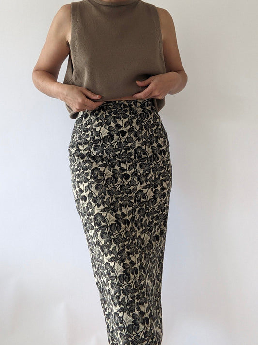 Vintage Floral Silk Skirt