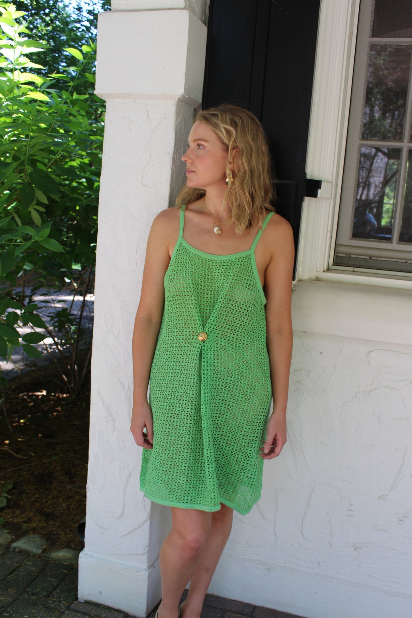 Vintage Kiwi Netted Tank Dress
