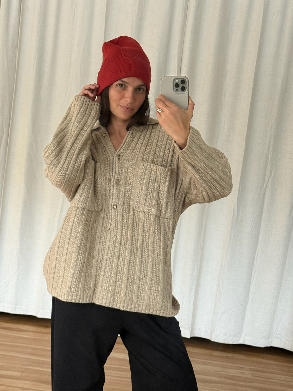 Vintage Oat Collared Wool Henley