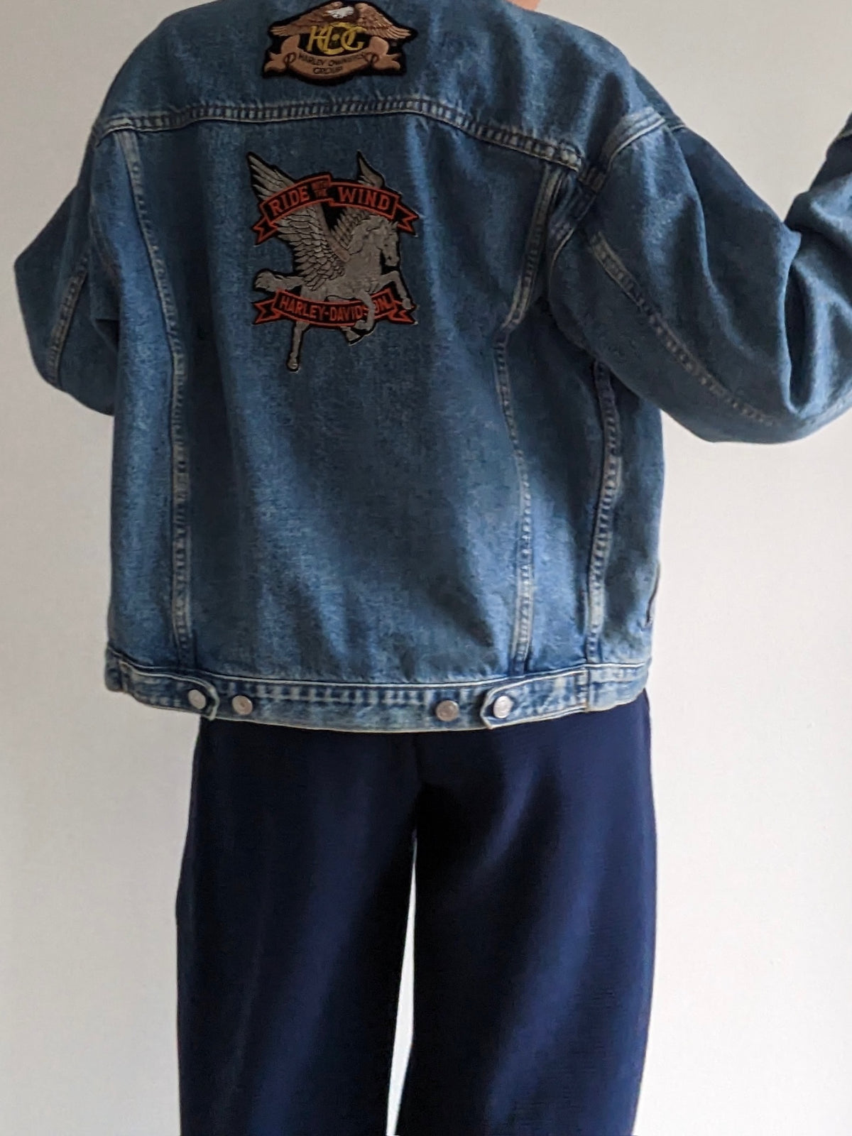 Vintage Harley Davidson Patched Denim Jacket