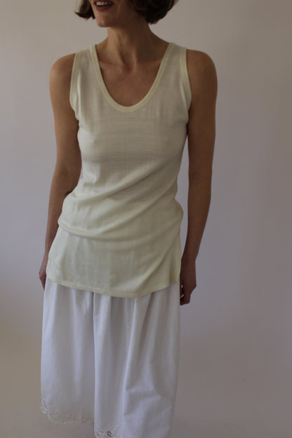 Vintage Cream Thin Wool Knit Tank