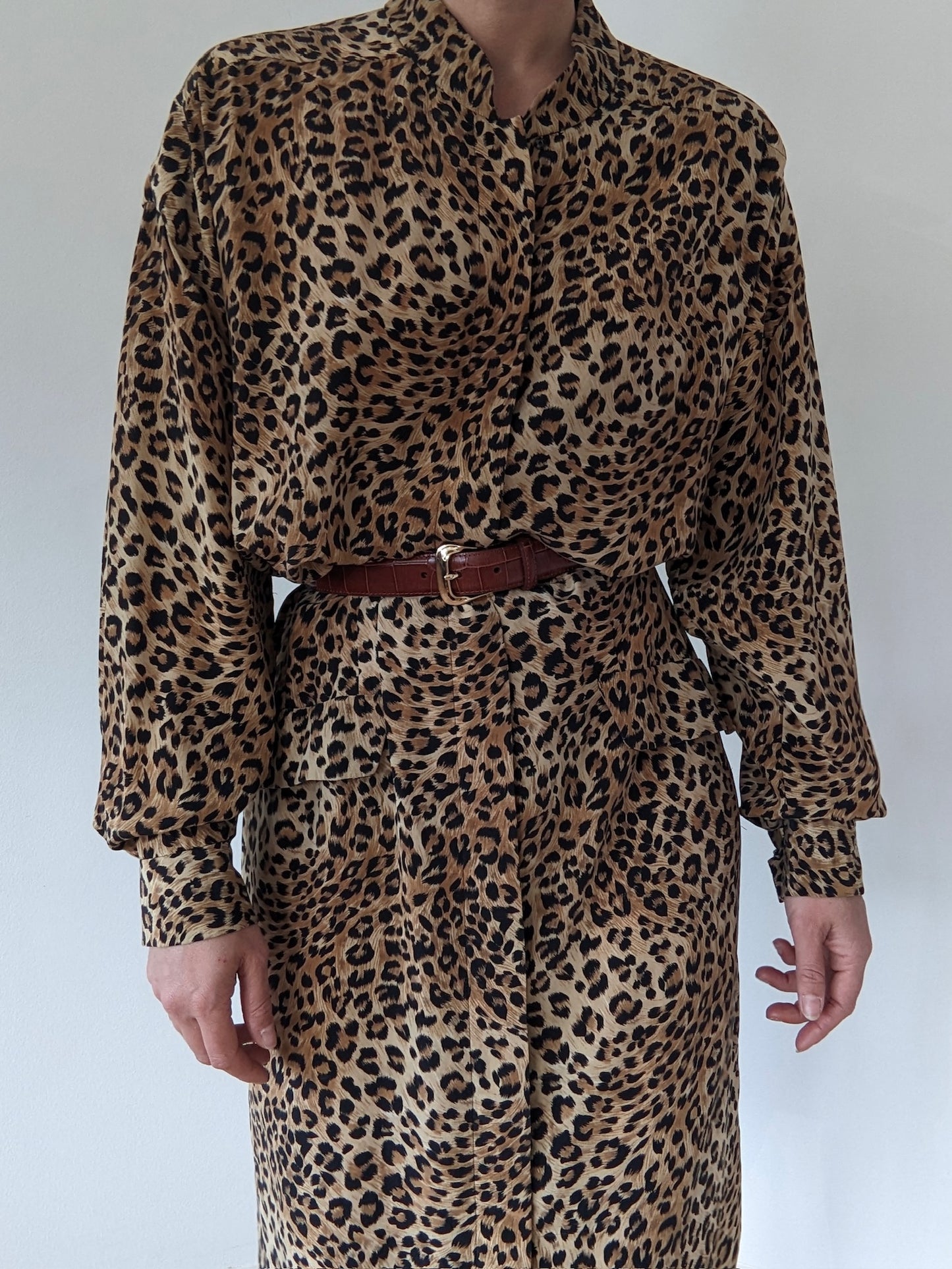 Statement Vintage Leopard Print Silk Dress