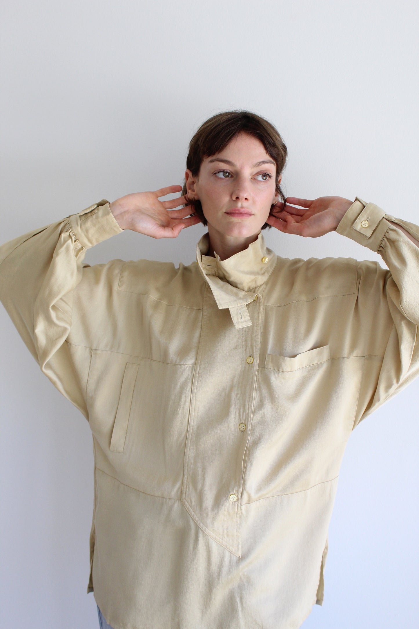 Beautiful 80s Escada Champagne Silk Blouse