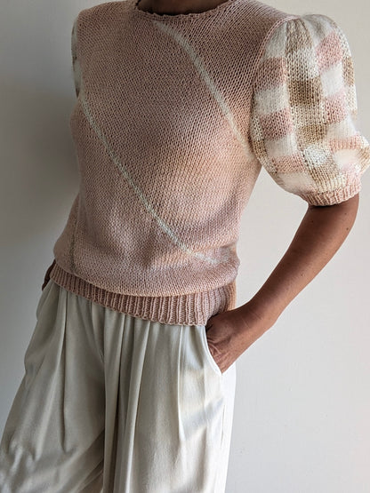 Vintage Blush Checkered Angora Knit