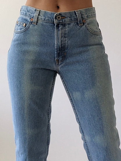 Vintage Bleached Low-Rise Denim