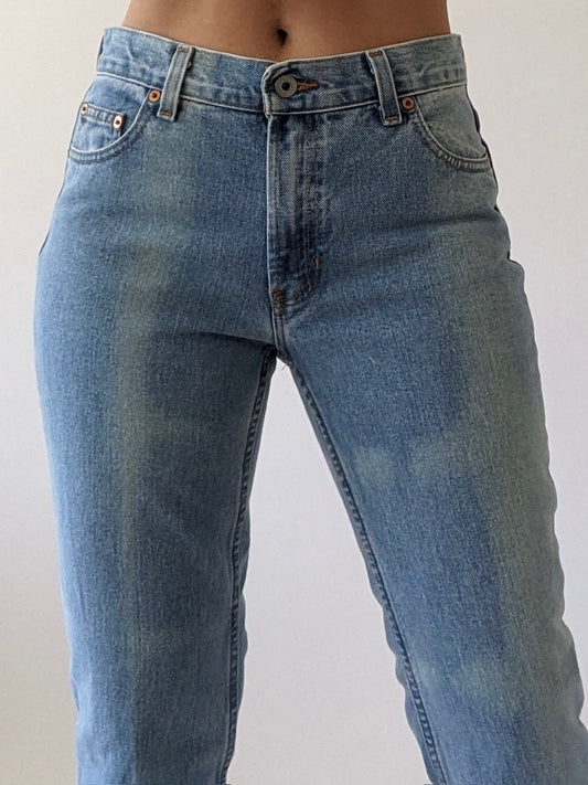 Vintage Bleached Low-Rise Denim