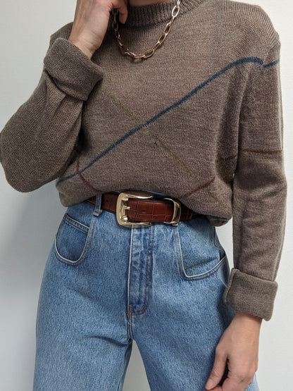 Vintage Diamond Pattern Wool Sweater
