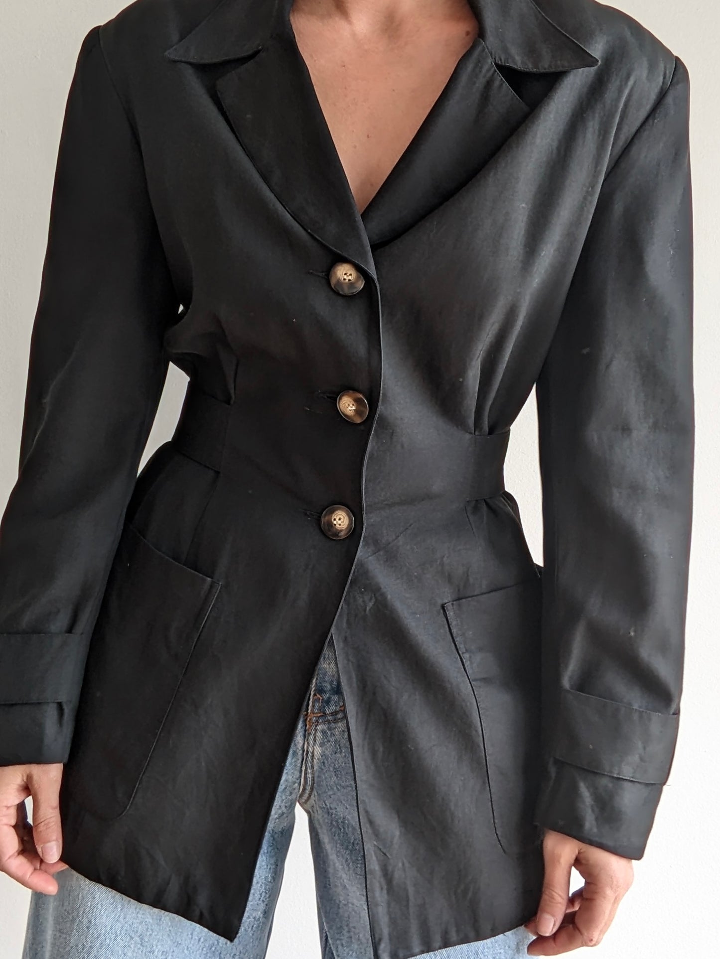 Vintage Ink Black Silk Jacket
