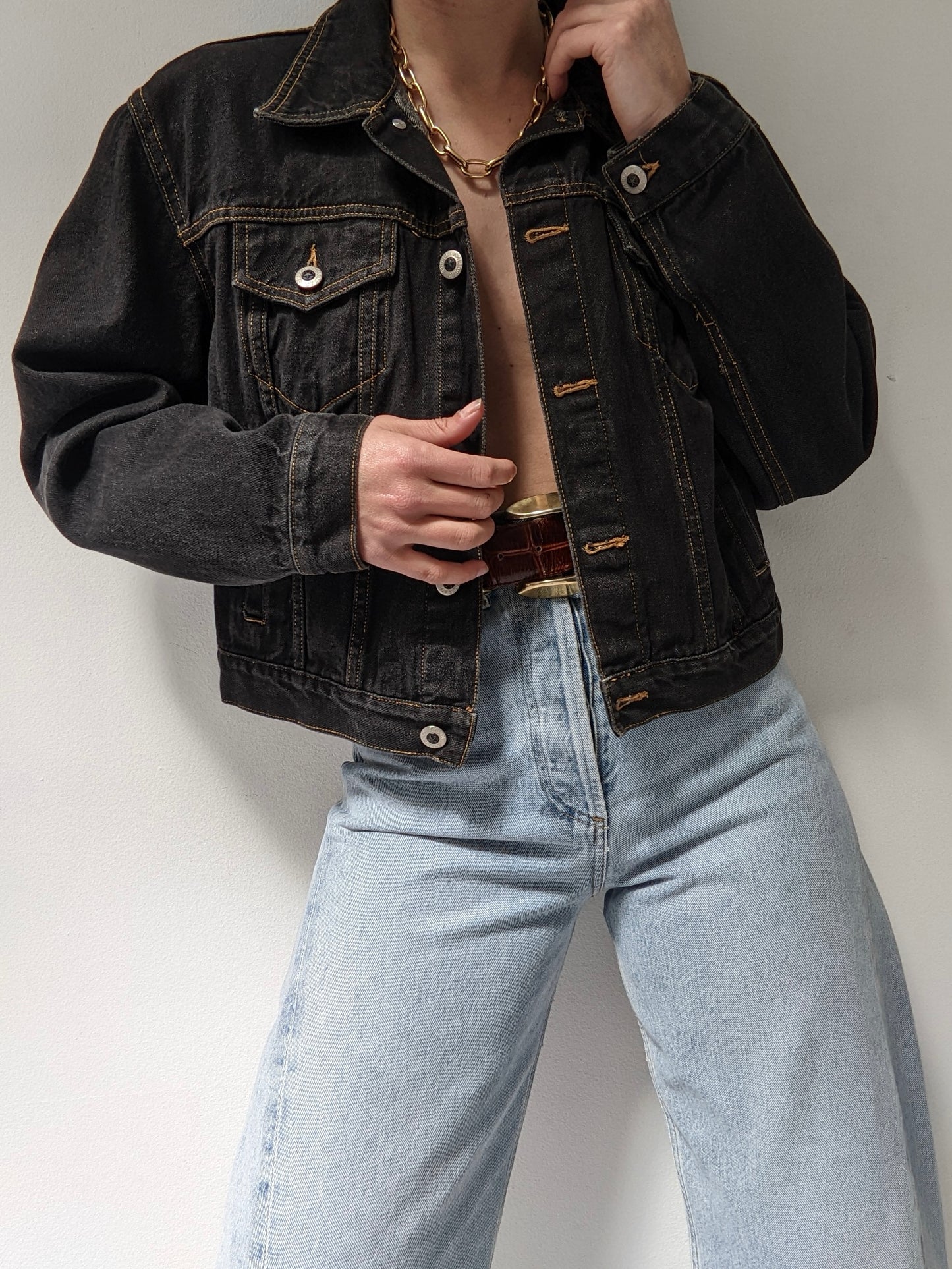 Favorite Vintage Faded Black Denim Jacket