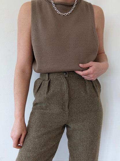Vintage Wool & Alpaca Herringbone Trousers