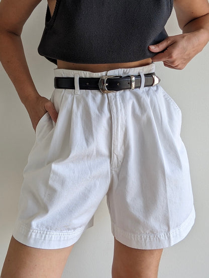 Vintage Cloud Pleated Cotton Twill Shorts
